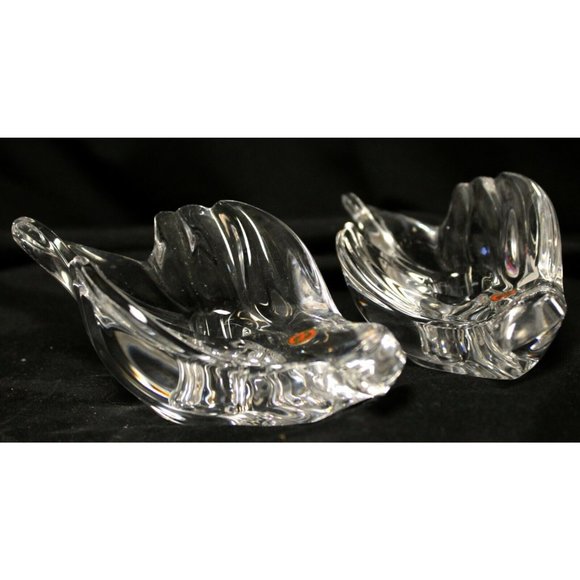 Pair of German Bleikristall Clear Dove Taper Candle Holders 24% Lead Crystal - Picture 2 of 9